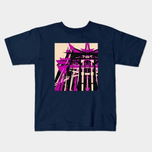 Abstract Industrial: violet, peach, black Kids T-Shirt